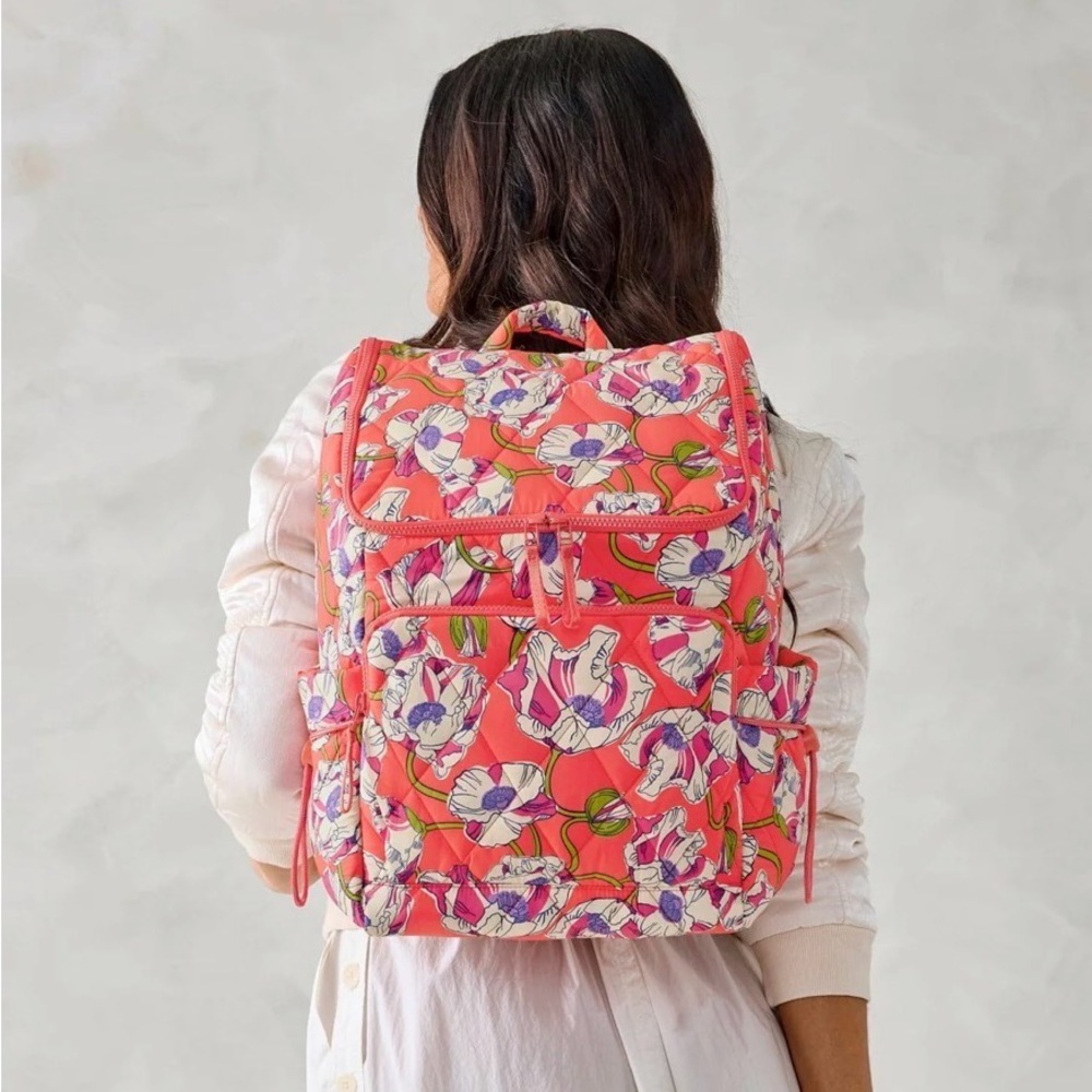 Vera Bradley Cooler Backpack Swirling Poppies in Featherweight Quilted - Picture 2 of 4